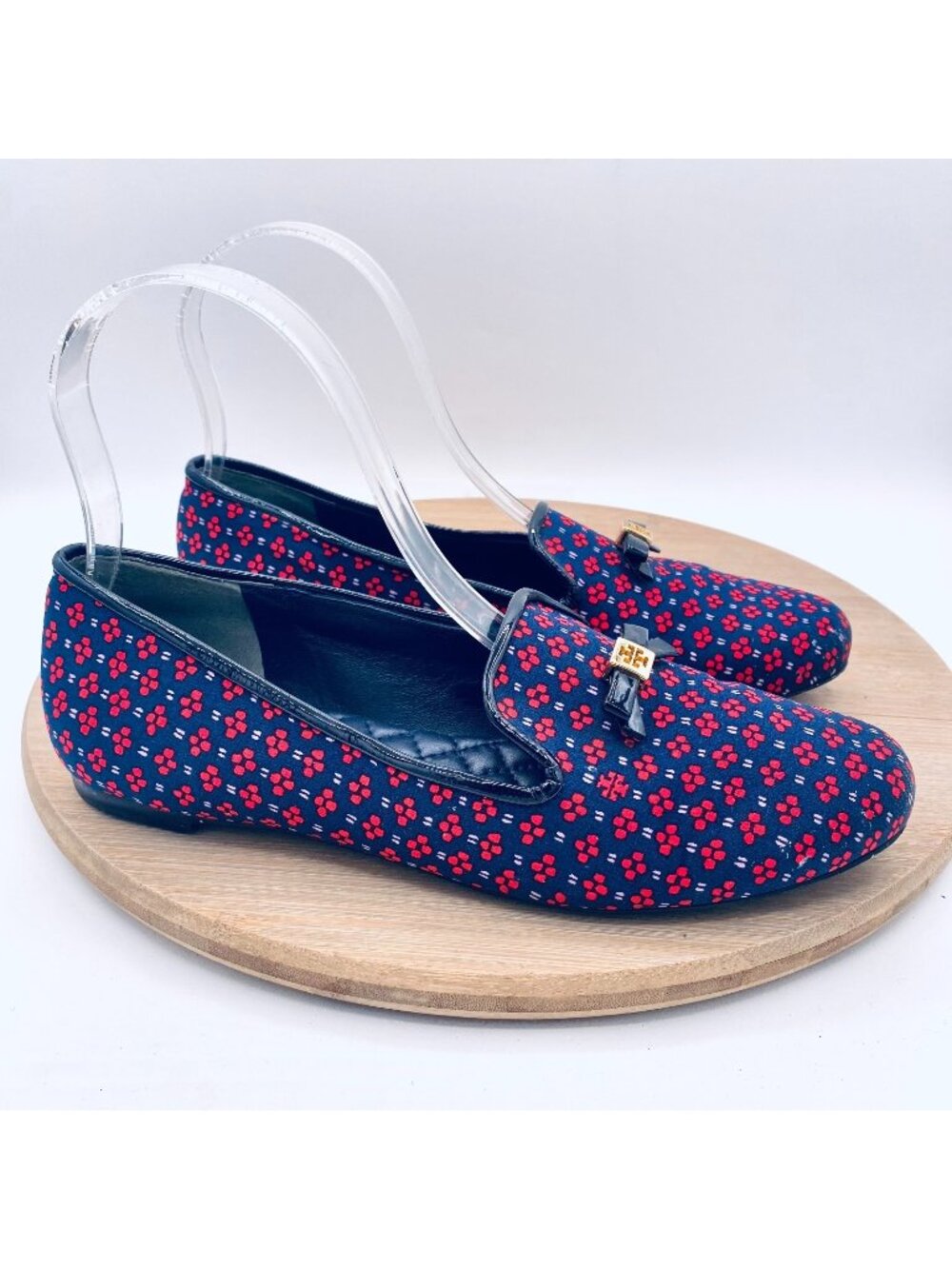 Tory Burch Shoes Womens 6.5 Multicolor Leather Slip On Ballet Flats Logo